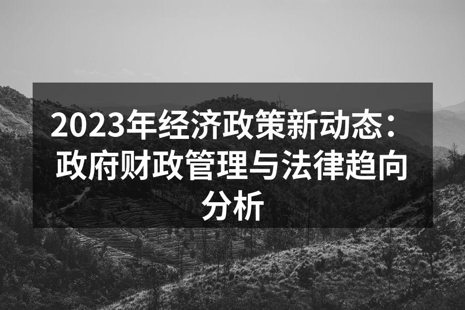 2023年经济政策新动态：政府财政管理与法律趋向分析